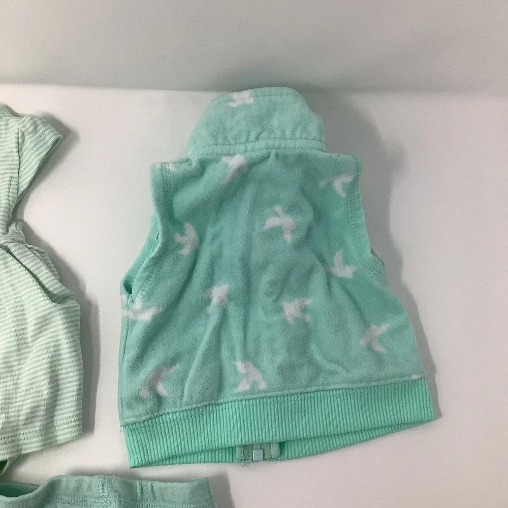 Carter's Baby Girl 3pc Lot Newborn Mint‎ Dress Vest Leggings